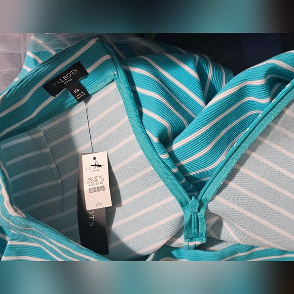 Talbots | NWT Teal/White Stripe Skirt w/Pockets - Picture 4 of 7